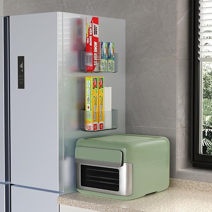 2 Pack Cabinet Door Organizers - Plastic Wrap Holders for Kitchen - No Drilling Wall Door Mount - Clear Grey