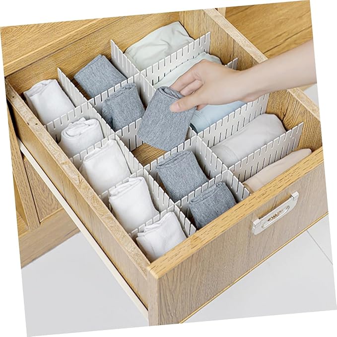 12pcs Adjustable Plastic Drawer Dividers Sub Organizers for Socks Underwear Makeup Kitchen Storage Versatile Storage