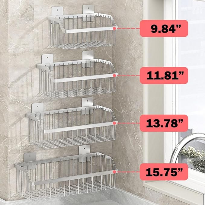 SUS304 Stainless Steel Mesh Basket, Large Wire Storage Organizer Basket, Multi-function Hanging Baskets for Kitchen Bathroom, L 15.75 Inch