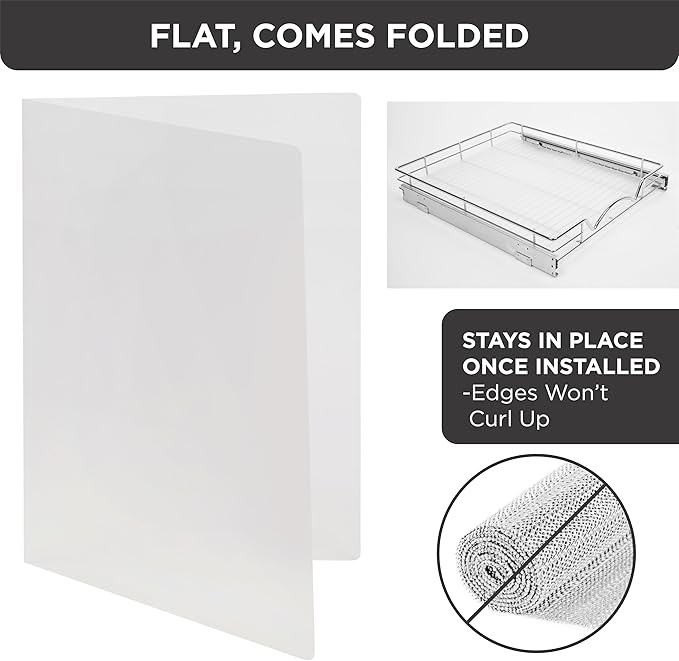 HOLDN' STORAGE Hard Plastic Liner for Pull Out Shelf, Fits Pull Out Cabinet Organizer 16" W x 20" L - Shelf Protector Liner, Clear Frosted