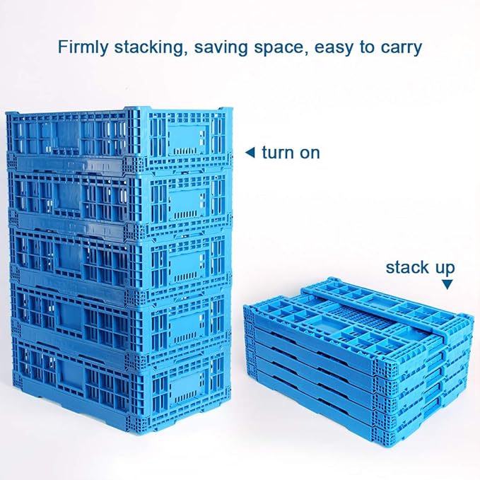 QTJH Collapsible Storage Bin Containe，43 Liter Transfer box,crate Transit storage of various items (23.6" L x 15.7" W x 7.1" H)