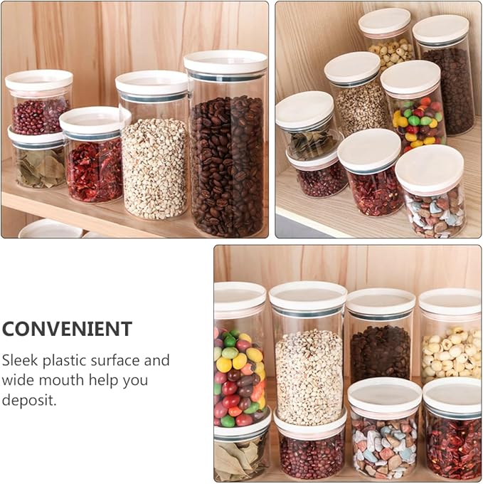 4pcs Plastic Storage Jars with Airtight Lids for Kitchen Pantry Food Containers for Cereal Nuts and Condiments Sealed Canisters in Blue and Pink