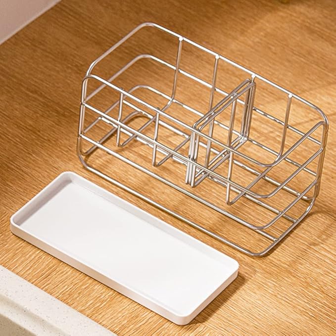 Kitchen Sink Caddy Sponge Holder: Metal Sink Drying Rack Stainless Steel Counter Draining Shelf Organizer for Sponge Brush Soap Dishcloth