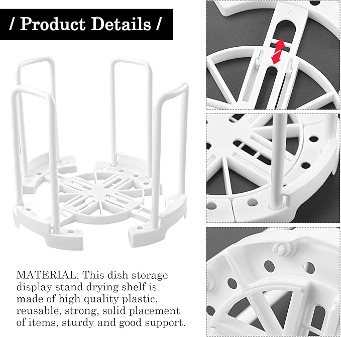 Bowl Rack, Adjustable Plate Holders, Dish Holder, Plate Dish Rack with Handle for Kitchen Bowl Organizer