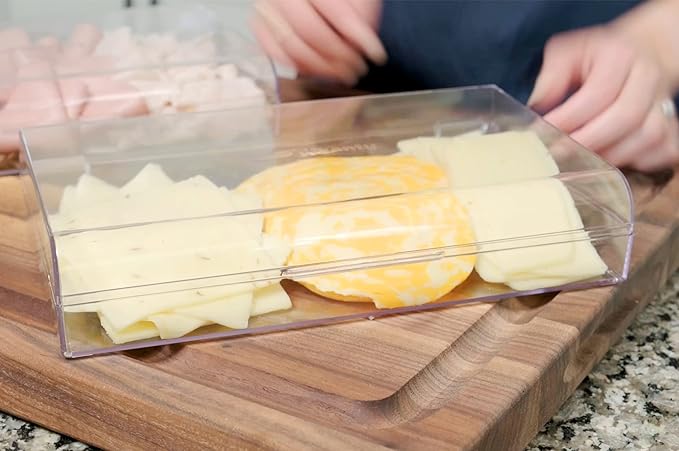 Pikanty Deli Meat Container | Airtight Food Storage Box with Hinged Lid | Cheese and Cold Cuts Holder for Refrigerator | Dishwasher & Freezer Safe | Made in USA