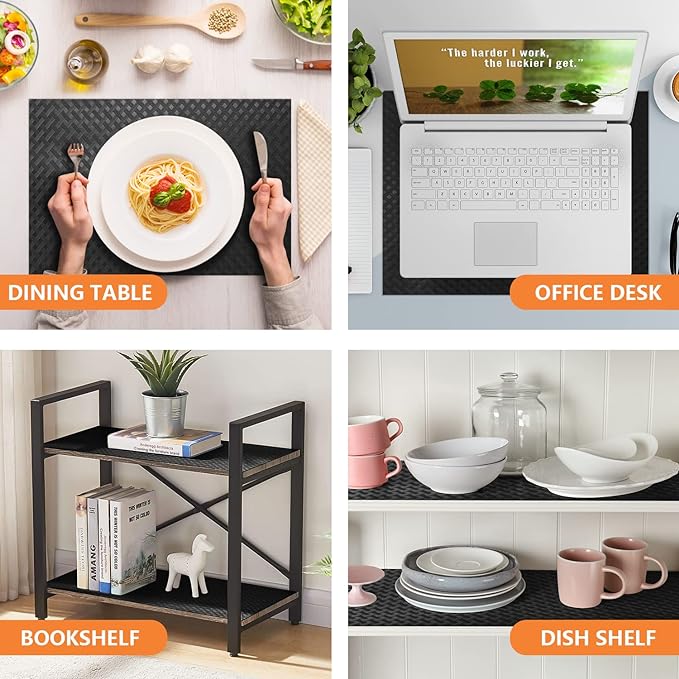 Shelf Liners for Kitchen Cabinets Refrigerator Liners Waterproof & Oil-Proof Kitchen Cupboard Liner Non-Slip Drawer Mats EVA Material Non Adhesive Fridge Liner for Shelves - Black 23.6 x 157.4 Inches