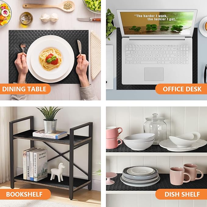 StaHom Shelf Liners for Kitchen Cabinets Refrigerator Liners Waterproof & Oil-Proof Kitchen Cupboard Liner Non-Slip Drawer Mats Non Adhesive Fridge Liner for Shelves - Black 11.8 x 59 Inch