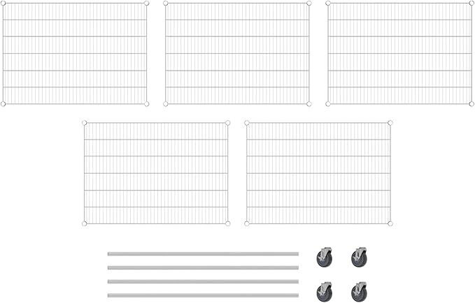Commercial NSF Listed Chrome Mobile Wire Shelving Kit 30" x 42" x 60", with 5 Shelves Perfect for Warehouse, Walk-in Refrigerator, Freezer, Grocery Store, Restaurant, Dishroom