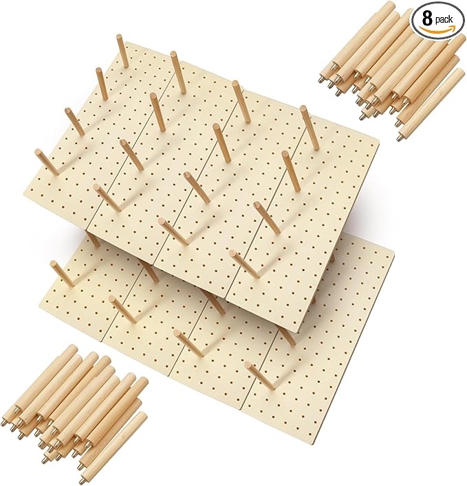 8 Pcs Wood Pegboard Drawer Organizer with 80 Pcs Pegs Wooden Peg Shelf Organizer Adjustable Drawer Peg System for Dishes Plate Pot Cookware Utensil Kitchen (17 x 5.91 in)