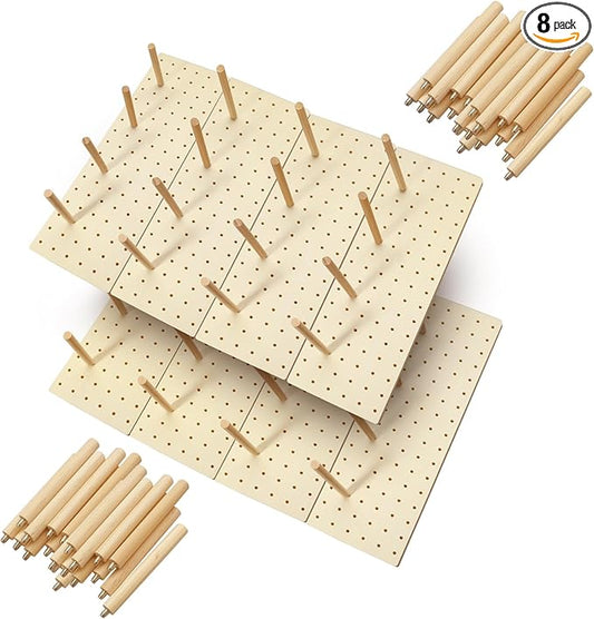 8 Pcs Wood Pegboard Drawer Organizer with 80 Pcs Pegs Wooden Peg Shelf Organizer Adjustable Drawer Peg System for Dishes Plate Pot Cookware Utensil Kitchen (17 x 5.91 in)