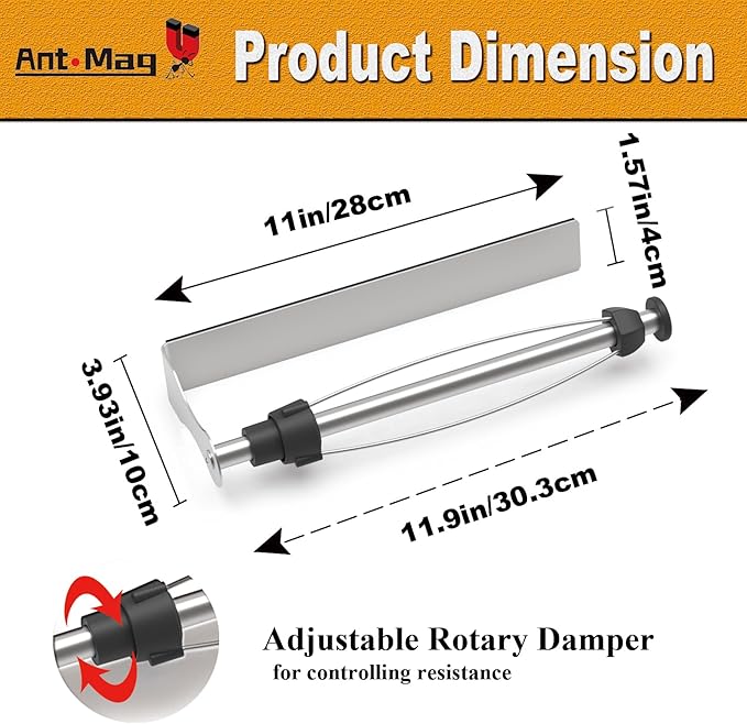Ant Mag Magnetic Paper Towel Holder with One Hand Paper Tear and Adjustable Damping Effect Strong Magnet Ideal for Kitchen Refrigerator Cruise & Grill,Silver