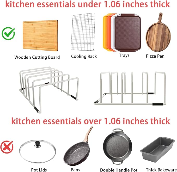 cookie sheet organizer for cabinet for Cutting Boards Baking Sheets, Cookie Pans, Cooling Small Racks Storage Stand and Bakeware,Kitchen Cabinet Countertop Organizer(White,2-Pack)