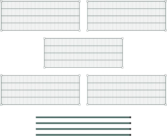 Commercial NSF Listed Green Epoxy Stationary Wire Shelving Kit 21" x 54" x 64", with 5 Shelves Perfect for Warehouse, Walk-in Refrigerator, Freezer, Grocery Store, Restaurant, Dishroom