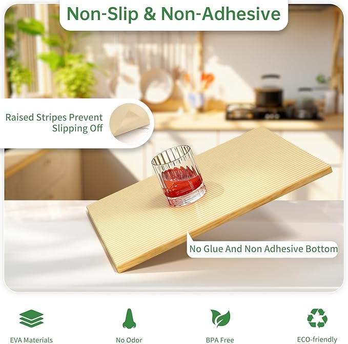 Shelf and Drawer Liner for Kitchen Cabinet, Non-Adhesive 24in x 240in Waterproof Durable Thickened EVA Material Easy-to-Cut Contact Paper Non Slip Mat for Refrigerator, Cupboard, Dresser
