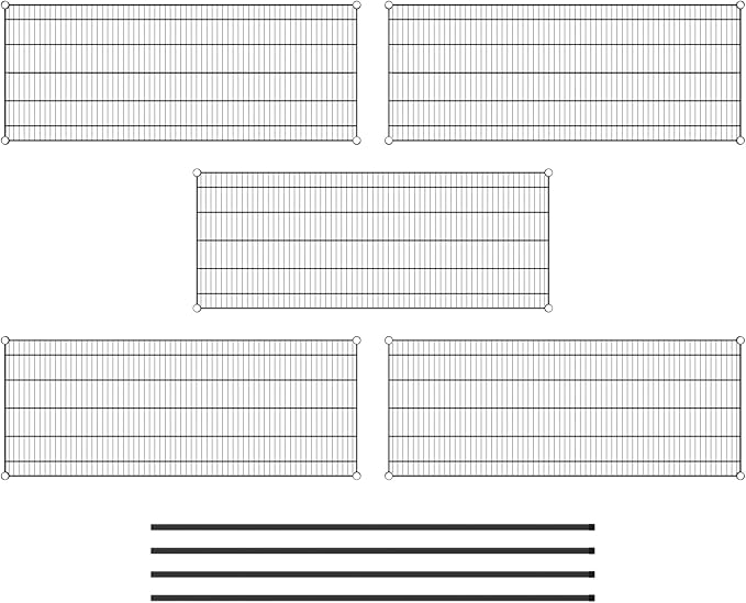 Commercial NSF Listed Black Epoxy Stationary Wire Shelving Kit 24" x 60" x 74", with 5 Shelves Perfect for Warehouse, Walk-in Refrigerator, Freezer, Grocery Store, Restaurant, Dishroom
