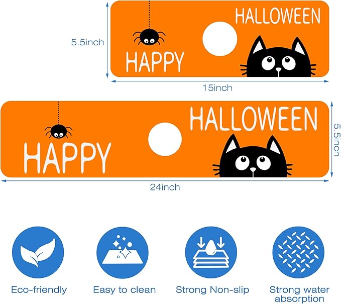 Halloween Cute Black Cat Kitchen Sink Splash Guard Mat Absorbent Fast Drying Mat Faucet Draining Mat Sink Splash Guard Behind Faucet Drip Catcher for Kitchen Bathroom 5.5"×24"