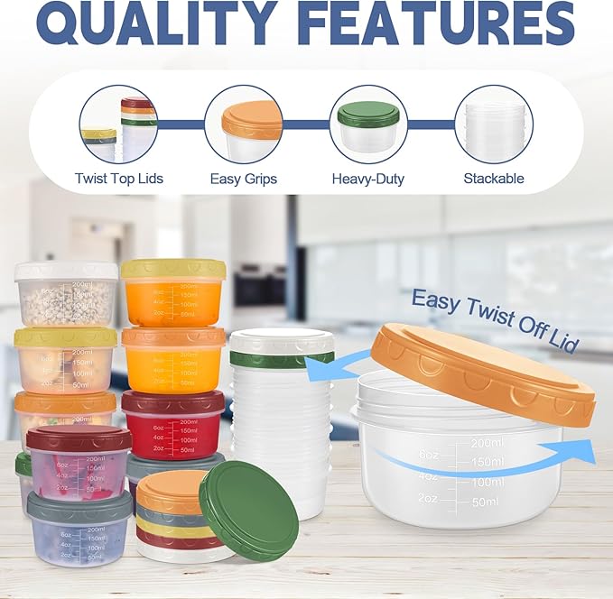 12pcs 10 oz Small Plastic Containers with Lids, Salad Dressing Container Reusable Small Food Storage Containers for Meal Prep, Leakproof, Microwave Dishwasher Freezer Safe, BPA-Free