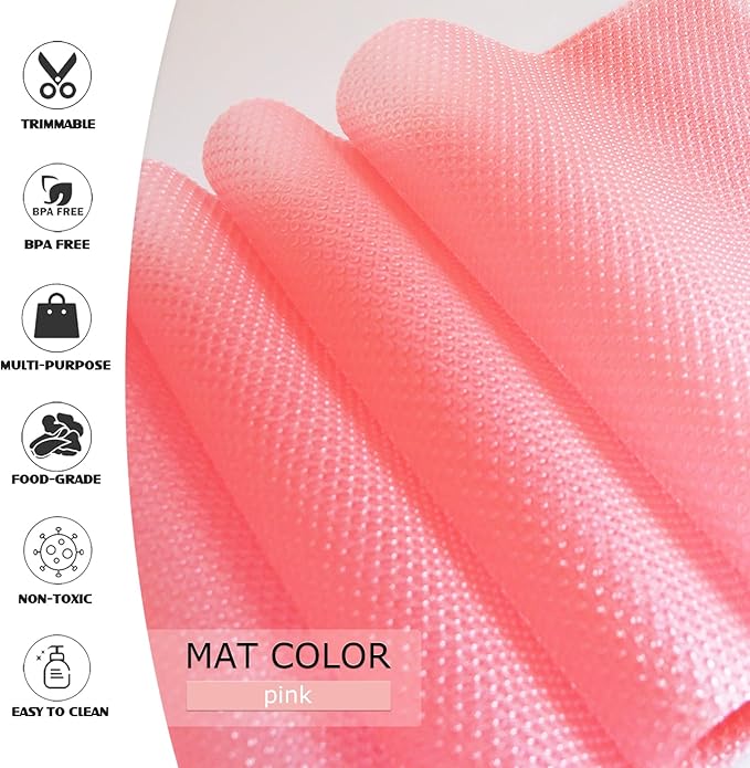 Daixers 20Pcs Refrigerator Liners, Washable Fridge Liner Shelf Mats Refrigerator Pads for Cupboard Cabinet Drawer Home Kitchen Accessories Organization (Pink)