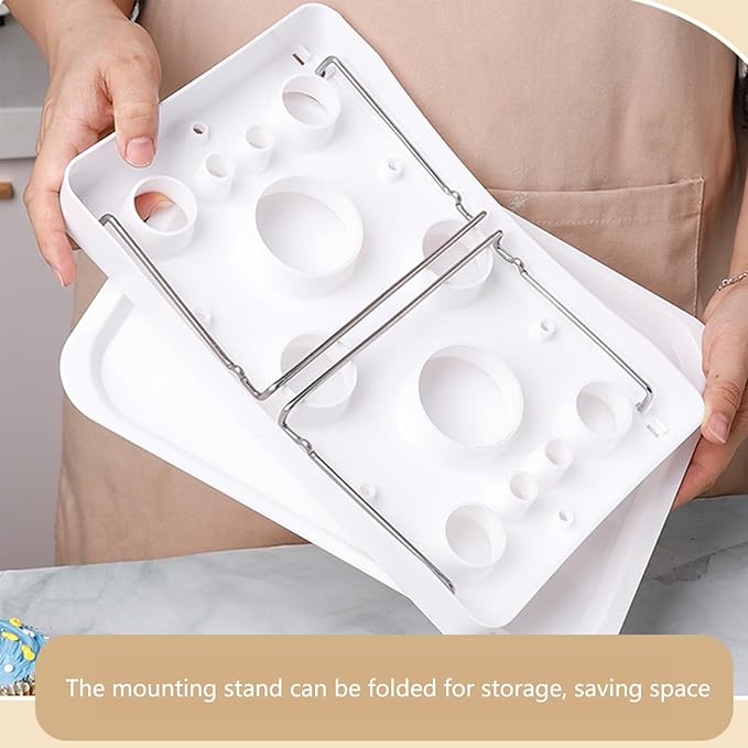 Collapsible Piping Bag Stand with Drip Tray - 12 Hole Organizer + Nail Slots | Compact Baking Storage for Countertops, Home Bakeries & Kitchens