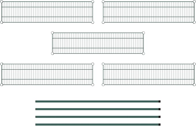 Commercial NSF Listed Green Epoxy Stationary Wire Shelving Kit 12" x 48" x 64", with 5 Shelves Perfect for Warehouse, Walk-in Refrigerator, Freezer, Grocery Store, Restaurant, Dishroom