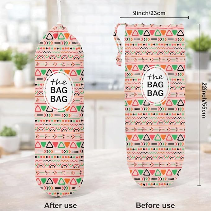 The Bag Bag Grocery Bags Holder, Boho Plastic Bags Holder Organizer For Shopping Sack, Reusable Hanging Grocery Sack Dispenser, Wall Mount Plastic Sacks Storage Container Dispensers