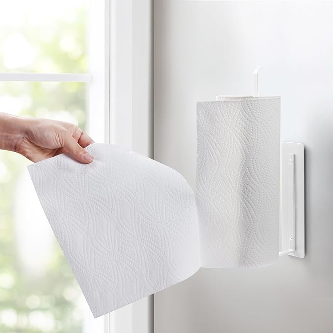 Magnetic Paper Towel Holder,White Towel Bar Rack for Refrigerator BBQ Grills Griddles Toolbox RVs Tailgates,Heavy Duty Strong Magnet Backing,12”(L) x 3”(H),Fit Most US Paper Roll