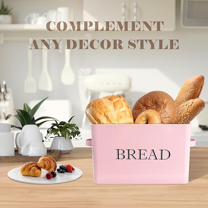 Jolitac Bread Box for Kitchen Countertop, Metal Bread Box for Kitchen Counter Extra Large & Farmhouse Style Bread Holder Bread keeper Food Storage Container