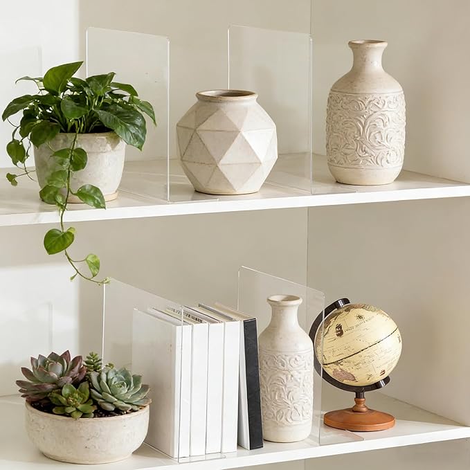 Shelf Dividers for Closet Organization: Acrylic Shelf Dividers for Clothes Sweater Purse - Clear Closet Organizers and Storage Separators for Shelves, 8Pack