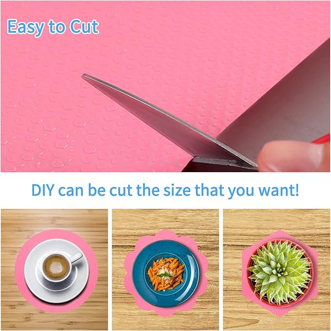 Bloss Shelf Liners，Non Adhesive EVA Drawer Mat Liners Roll for Bathroom,Kitchen,Desks,Deco Shelves 17.7×177 inch-Pink
