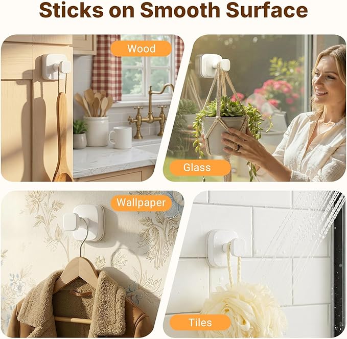 Zrpot 3 PCS Bathroom Hooks for Towels, Suction Cup Hooks for Shower, Door Hooks for Hanging Robe Loofah Removable Wall Hooks for Kitchen Glass Window White