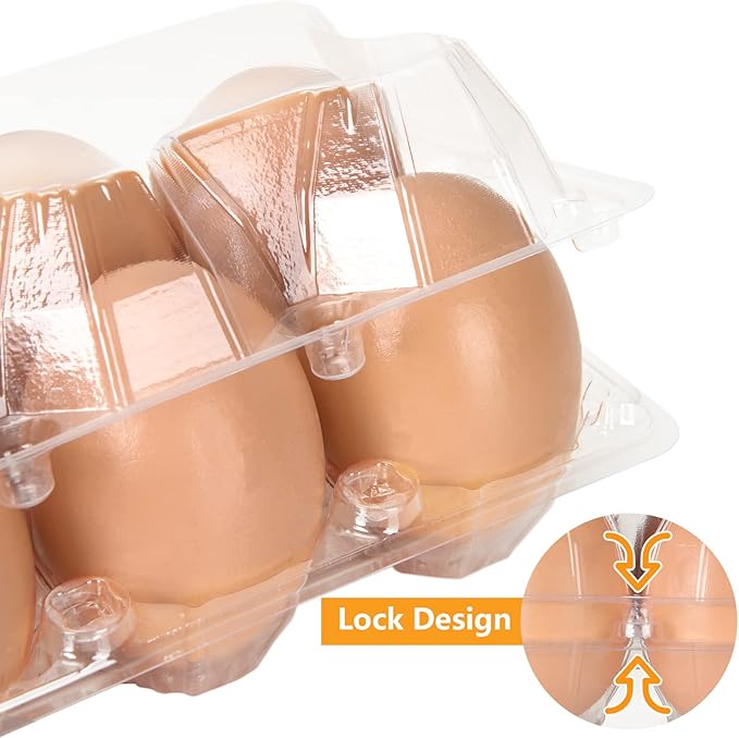 DIRBUY 100PCS Plastic Egg Cartons Bulk 2x3 Egg Holders Style Holds 6 Eggs - Half Dozen Storage Perfect for Family Pasture, Groceries Chicken Farm, Refrigerator Storage