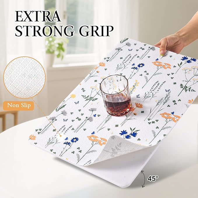 Beautysaid Shelf and Drawer Liner for Kitchen Cabinet, Non Adhesive Non Slip Shelf Paper Waterproof Washable Thickened for Dresser Pantry Shelve Bathroom Protector Liner(Floral,12 in x 20FT)