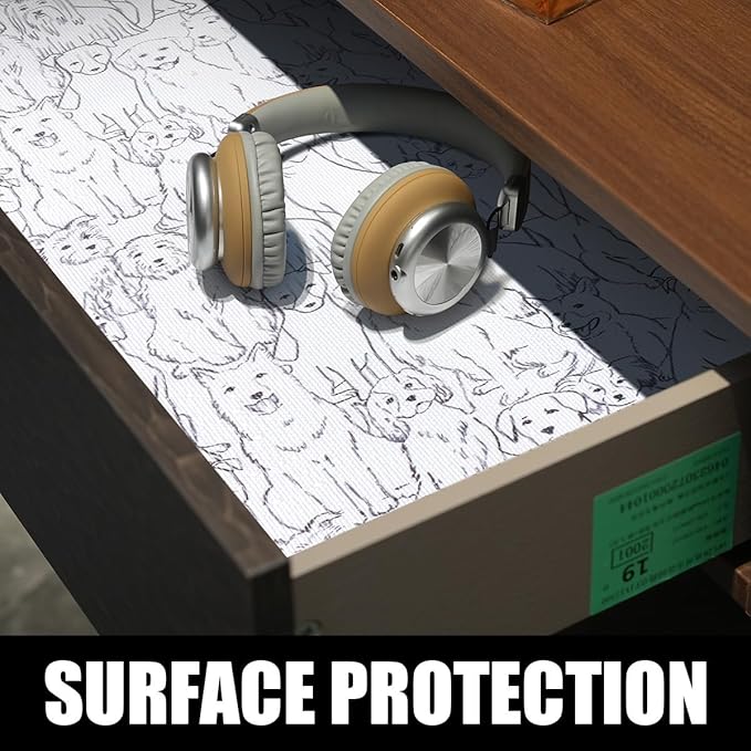 Amiitay Animal Shelf and Drawer Liner for Cabinets, 12IN x 20FT Non-Adhesive and Strong Non-Slip Dog Shelf Cabinet Drawer Liners for Kitchen, Waterproof Cupboard Liners,Easy to Clean