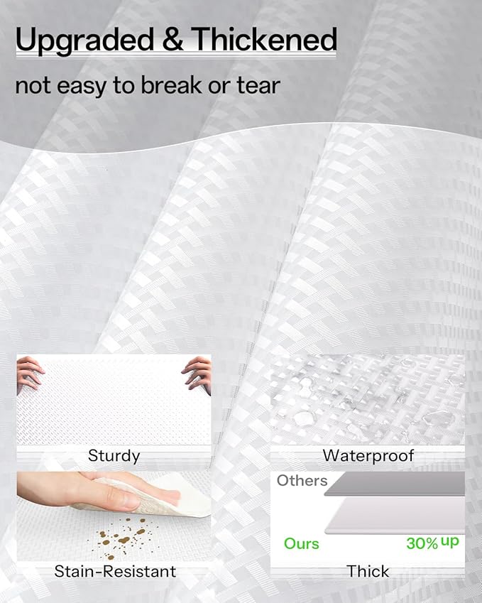 Shelf and Drawer Liner for Kitchen Cabinet, Non-Adhesive 12in x 240in Waterproof Contact Paper Refrigerator Liners Thickened Durable EVA Material Non Slip Mat for Dresser Cupboard Pantry Protector