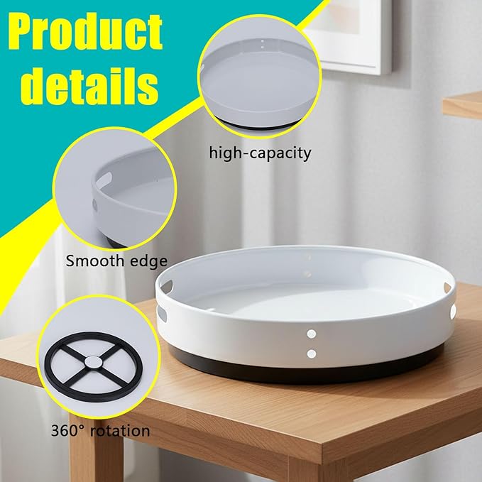 Lazy Susan Turntable Organizer, Plastic Round 360° Vitamin & Medicine Storage Tray, Rotating Pill Bottle Organizer for Bathroom Cabinet, Pantry, Kitchen Countertop, Vanity, Clear