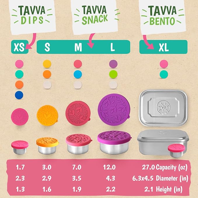 TAVVA 3 X 1.7oz Condiment Containers with Lids - Leakproof w/Silicone Lids - BPA Free - Dishwasher & Freezer Safe - Reusable Salad Dressing Container To Go - Sauce & Dip Cup for Lunchbox, Meal Prep