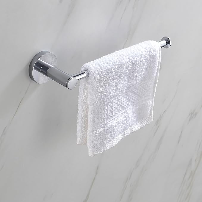 KIBI Circular 2-Piece Bathroom Hardware Set - Polished Chrome Finish – Includes Wall Mounted Towel Bar & Toilet Paper Holder – Modern, Durable, Rust-Resistant Bathroom Accessories (C-KBA14-2-1)