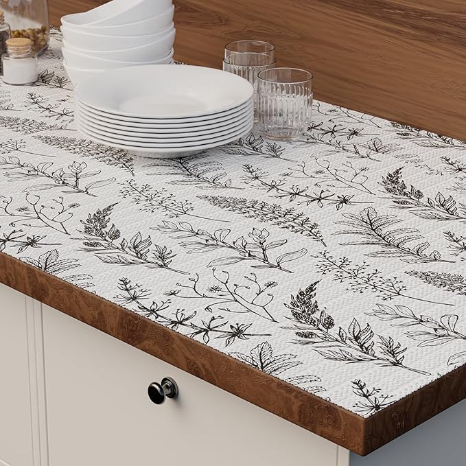 Quttisay Shelf Liner for Kitchen Cabinets,Non Adhesive Cabinet Liner,Non-Slip Drawer Liner,Waterproof Shelf Liner Easy to Clean Strong Grip Liner for Cabinets,Drawers,Cupboard，(Floral 12in x 16.4FT)