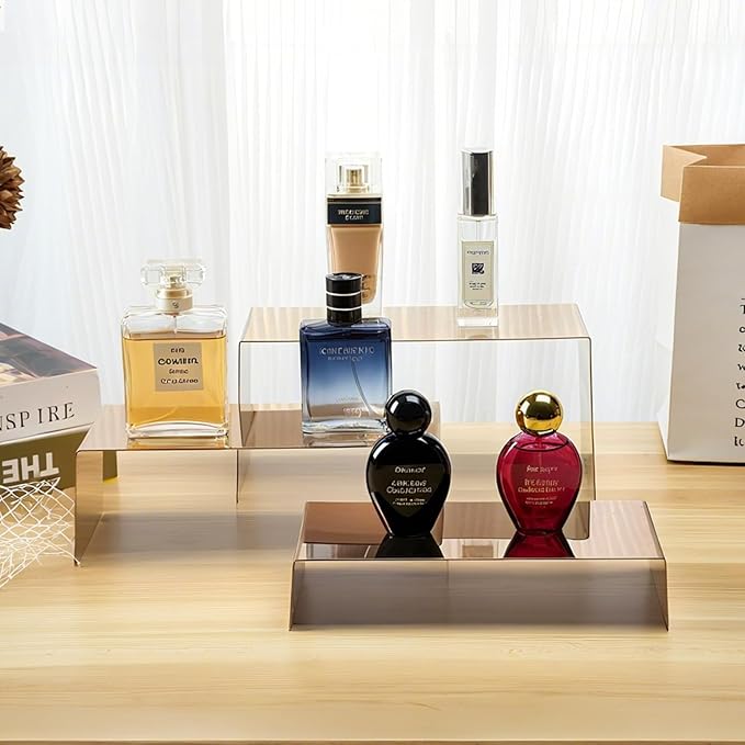 Purse Display Stands - 3 Stainless Steel Perfume Display Stands Metal Shoe Display Riser Stand for Home Boutique Retail Store Showcase, Mirror