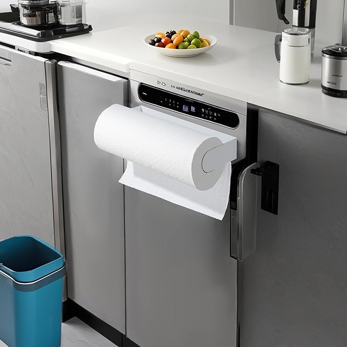 YIGII White Paper Towel Holder Magnetic, Kitchen Pantry RV Storage Paper Towel Rack for Fridge with Strong Magnets, Stainless Steel