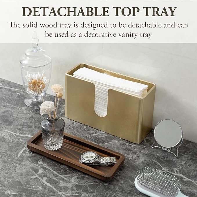 MyGift Gold Paper Towel Holder - Wall Mounted Paper Towel Dispenser & Bathroom Napkin Holder