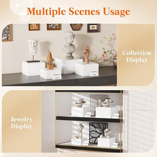 Lifewit 4 PCS Buffet Risers and Stands, Food Risers for Buffet Table, Catering Dessert Cake Holder for Party, Collectibles Jewelry Display Shelf, Nesting Cube Boxes, White, (7”,7.8",8.3",10")