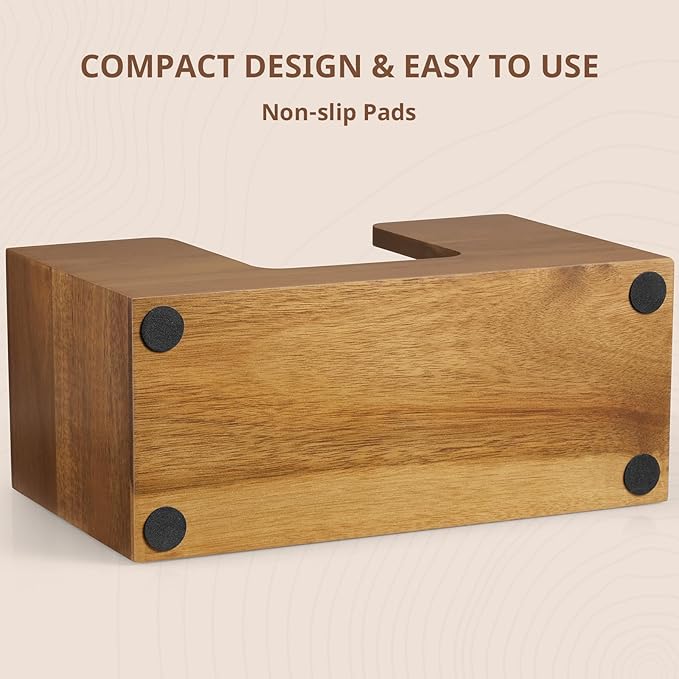 Paper Towel Dispenser Countertop, Acacia Wood Folded Paper Hand Towel Holder for Guest Bathroom, Commercial Tabletop Tissue Dispenser Tray for Multifold C-Fold, Z-Fold, Trifold, 10.31x3.94x6.3 Inches