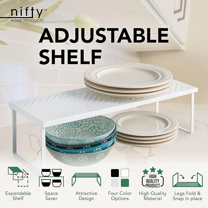Nifty Expandable Shelf Rack Adjustable- White