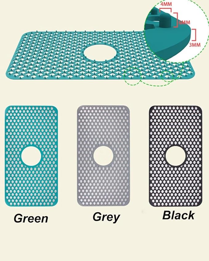 SEEK RARE Kitchen Sink Mat 24 x 13in Silicone Sink Mat Non Slip Sink Protector for Farmhouse Kitchen Green