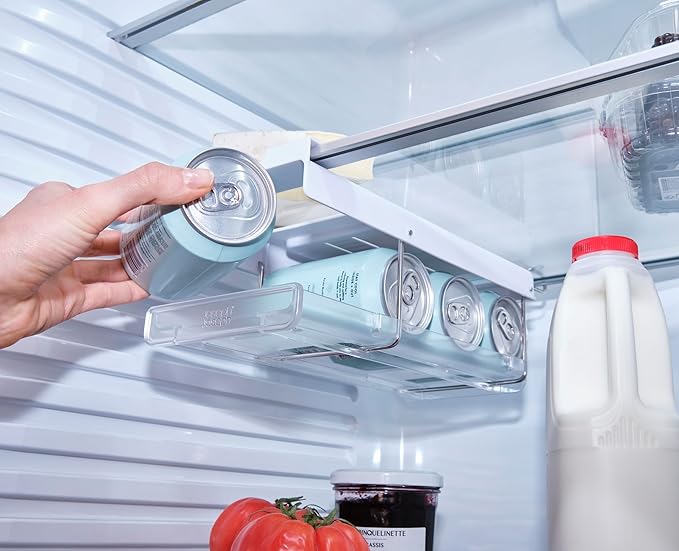 Joseph Joseph FridgeStore 2-Pack Foldable Under-Shelf Fridge Storage Can Dispenser – Space-Saving Holder, Fits Shelves 13-18" Deep