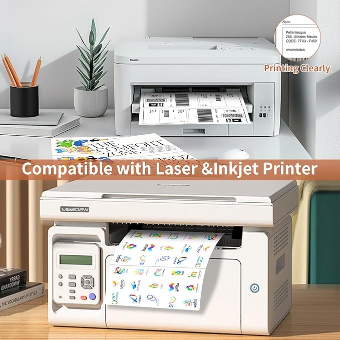 Half Sheet Labels, 2 per Sheet, 2500 Sheets, 5000 Labels, 8.5" x 5.5" Shipping Label Paper, Address Sticker Laser & Inkjet Printer Label Stickers, 5 1/2" x 8 1/2" Half Sheet Label