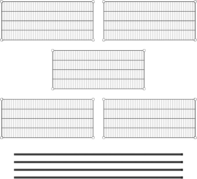 Commercial NSF Listed Black Epoxy Stationary Wire Shelving Kit 21" x 48" x 86", with 5 Shelves Perfect for Warehouse, Walk-in Refrigerator, Freezer, Grocery Store, Restaurant, Dishroom