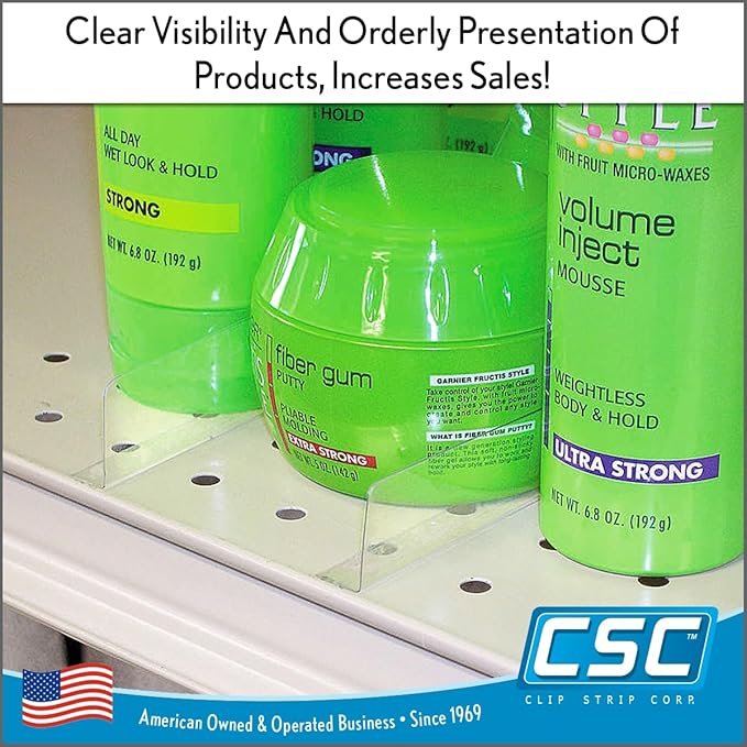 Clear Plastic Shelf Divider 1" H x 15-9/16" L with Adhesive Mount by ClipStrip
