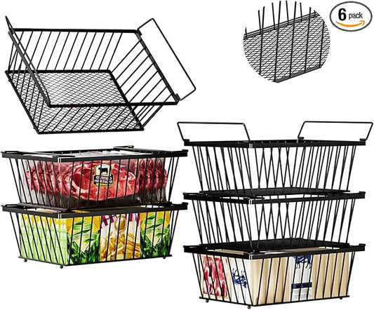 Freezer Organizer Bins ，Enhanced Leak-Proof Bottom，6 Pack Stackable Deep Freezer Organizer Bins for 5 Cu.FT Small Chest Freezer，organization and storage，pantry organizers（for 5 Cu.Ft